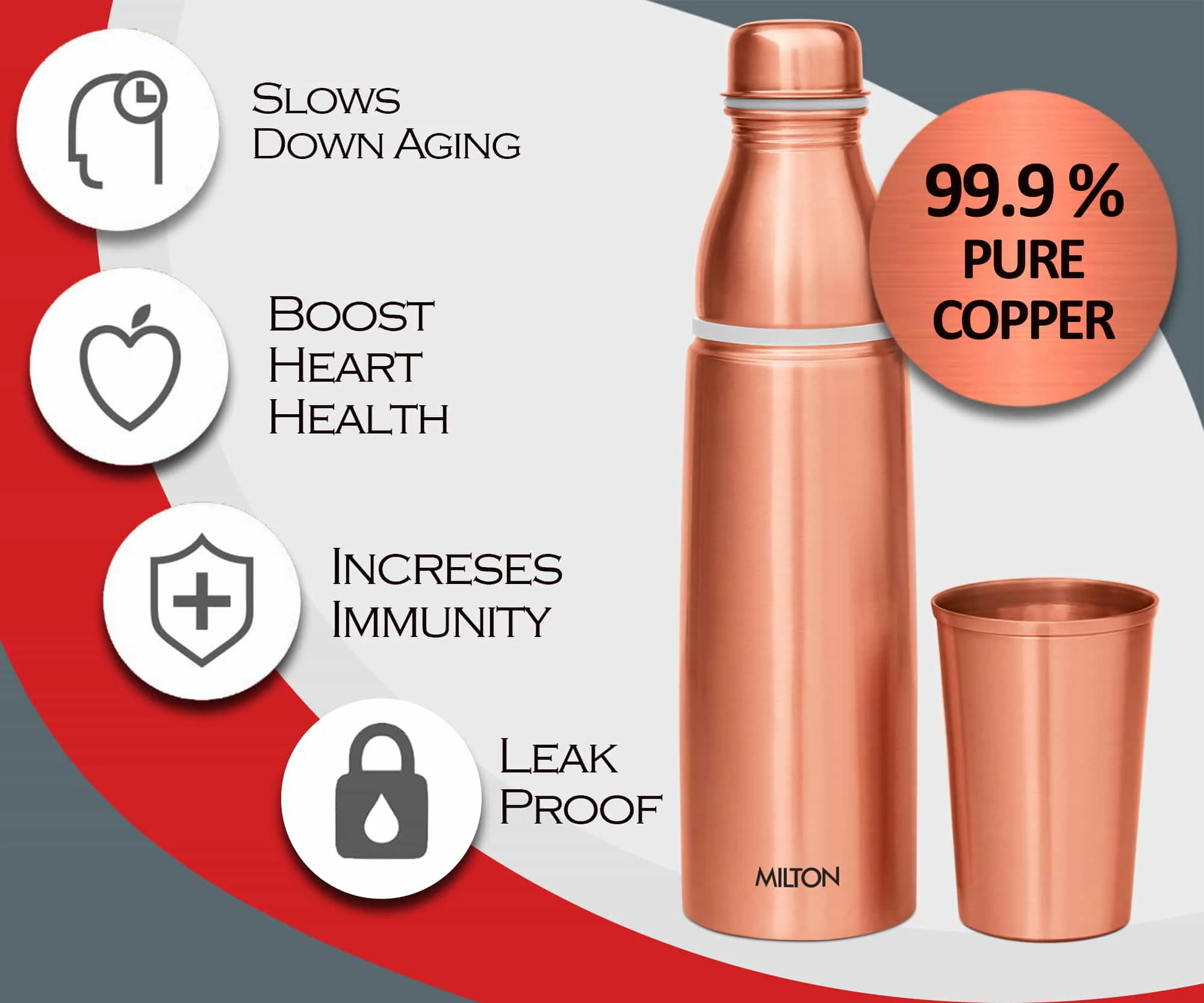 Copper Combo Water Bottle (Milton) - Image 4