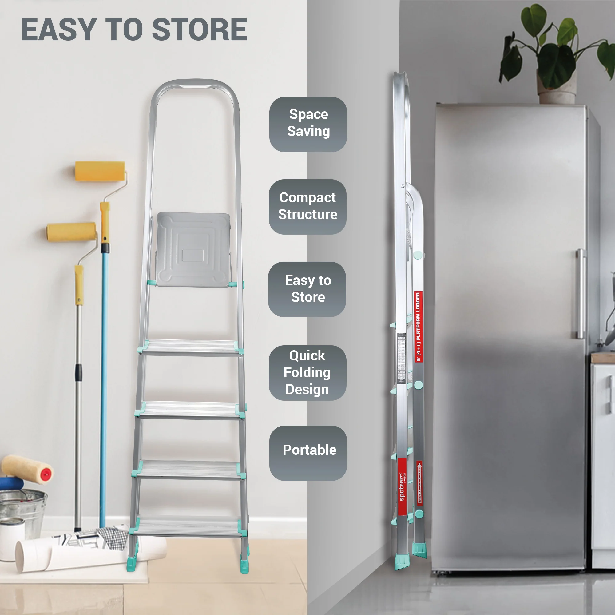 Foldable Aluminum Ladder (Milton) - Image 3