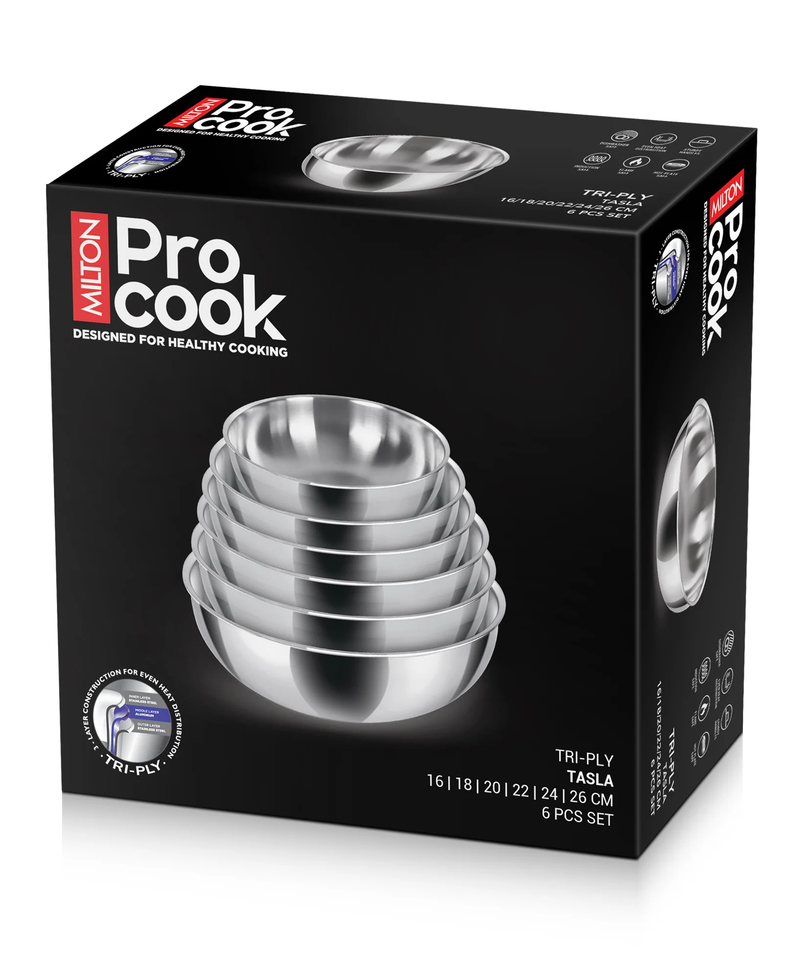 Tasla Set Triply 6 Pcs (Milton Procook) - Image 3